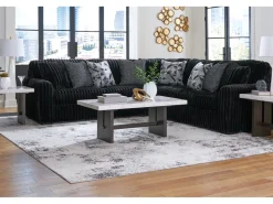 Midnight Madness 3 Piece Sectional In Onyx