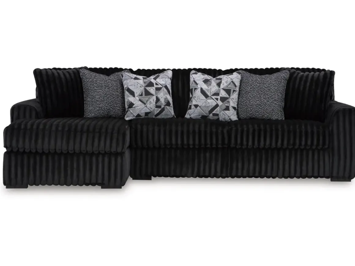 Midnight Madness Sofa Chaise Sectional In Onyx, Left Facing