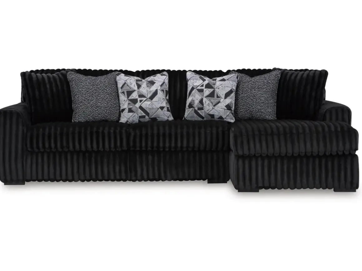 Midnight Madness Sofa Chaise Sectional In Onyx, Left Facing