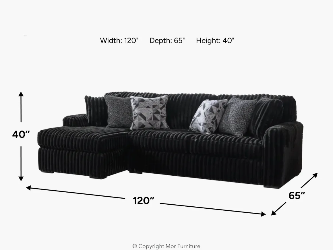 Midnight Madness Sofa Chaise Sectional In Onyx, Left Facing