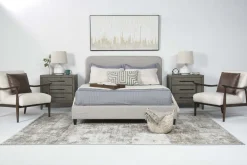 Modern Upholstered Panel Bed In Sand, Twin