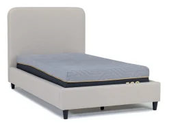 Modern Upholstered Panel Bed In Sand, Twin
