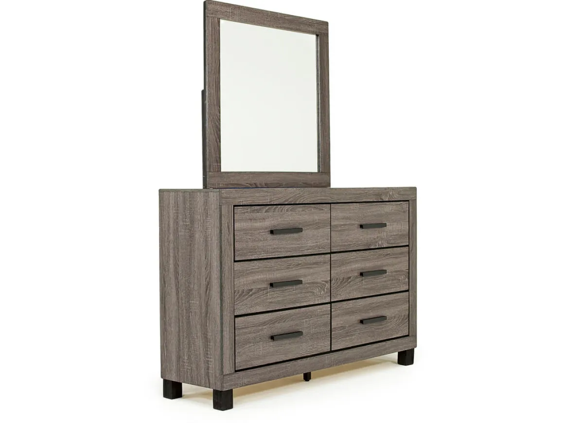 Naialyn Panel Bed, Dresser, Mirror & Nightstand In Gray, Full