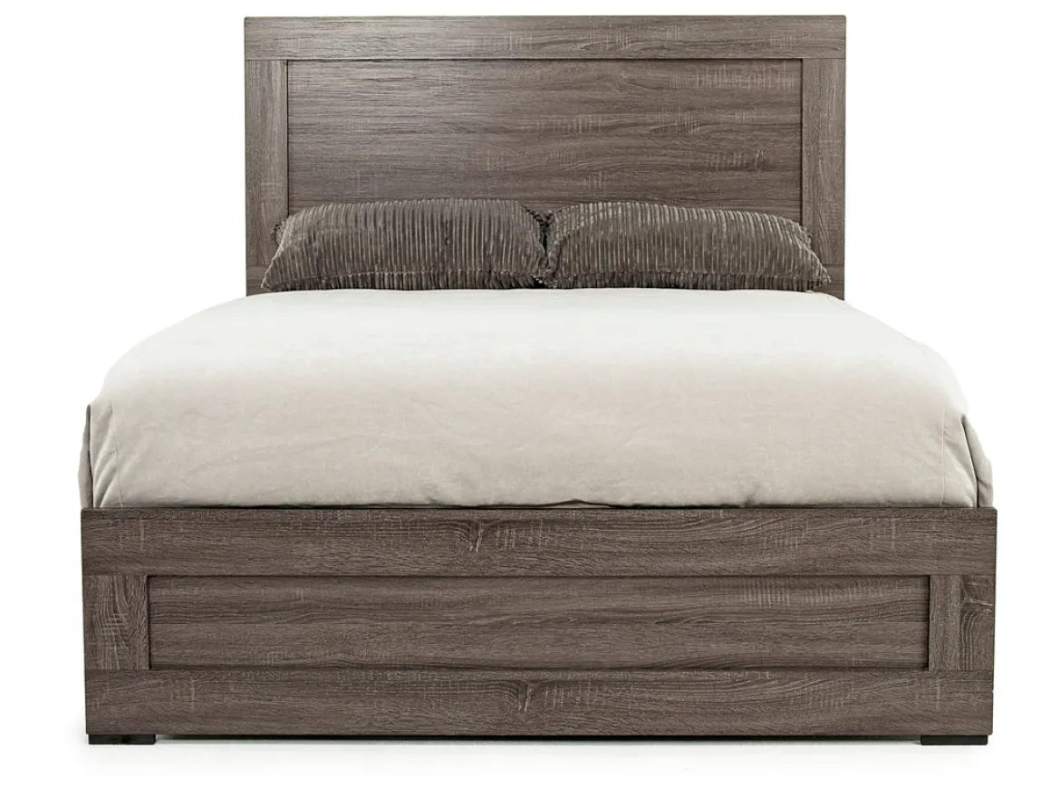 Naialyn Panel Bed, Dresser, Mirror & Nightstand In Gray, Full