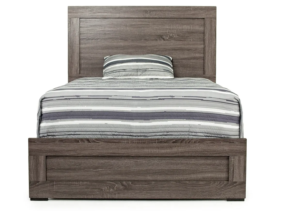 Naialyn Panel Bed, Dresser, Mirror & Nightstand In Gray, Full