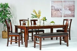 Napa Extendable Dining Table, 4 Chairs & Bench In Brown