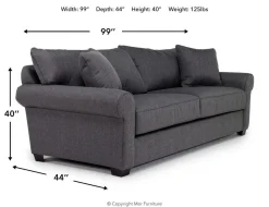 Nicco Sofa In Zander Charcoal
