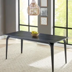 Nicoya Dining Table In Black Sintered Stone