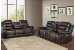 Nikko Reclining Sofa & Console Loveseat In Brown