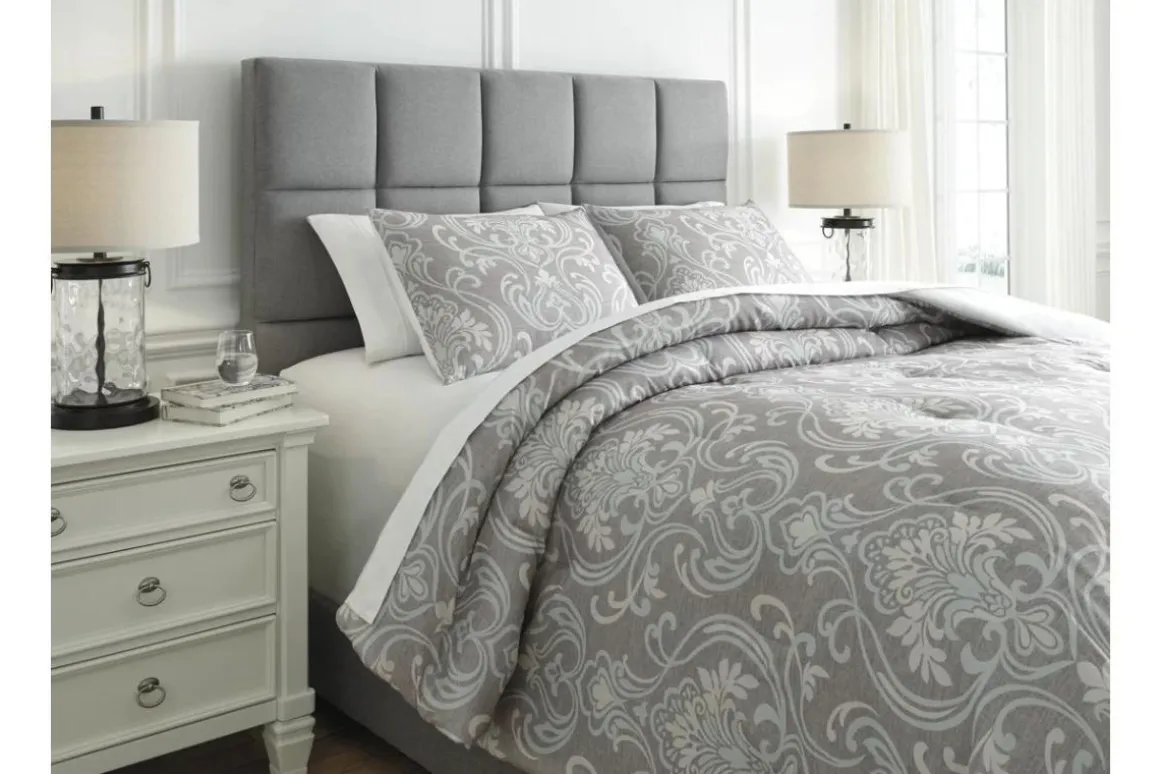 Noel Comforter Set In Gray & Tan, Queen