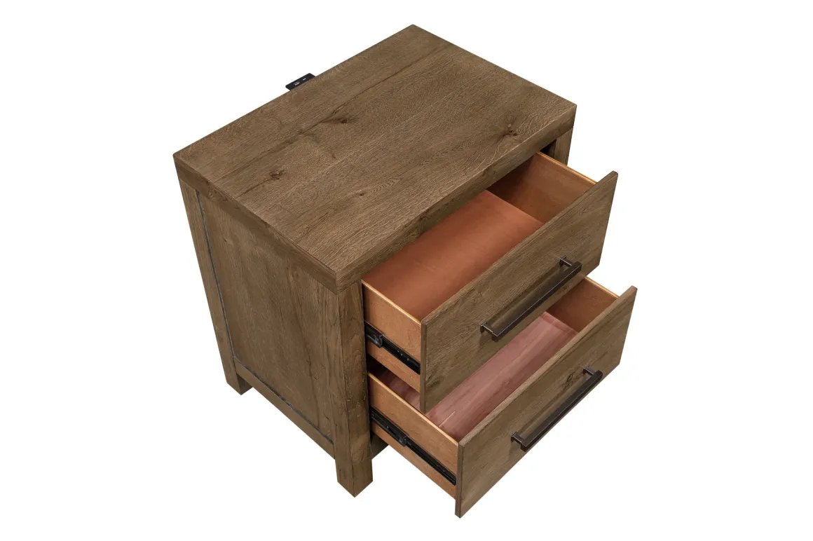 Oaklyn Panel Bed, Dresser, Mirror & Nightstand In Brown, Queen