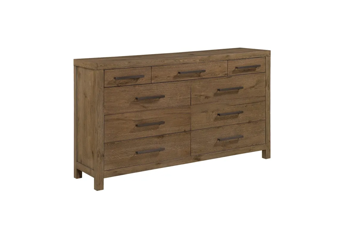 Oaklyn Upholstered Panel Bed, Dresser, Mirror & Nightstand In Brown, Queen