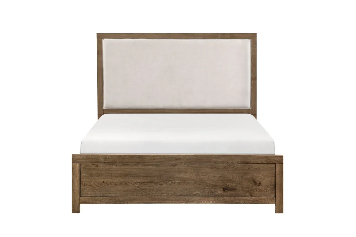 Oaklyn Upholstered Panel Bed, Dresser, Mirror & Nightstand In Brown, Queen