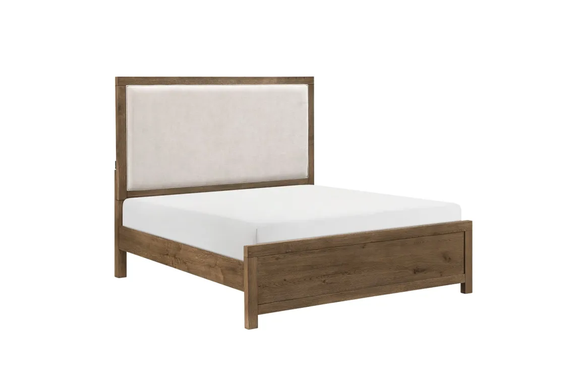 Oaklyn Upholstered Panel Bed, Dresser, Mirror & Nightstand In Brown, Queen