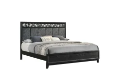 Obsidian Panel Bed In Black, Queen