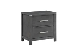 Odessa Panel Bed, Dresser, Mirror & Nightstand In Charcoal, Queen