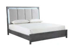 Odessa Panel Bed, Dresser, Mirror & Nightstand In Charcoal, Queen