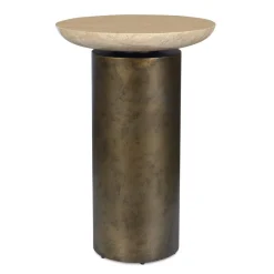 Olso Outdoor Round Accent Table In Brass