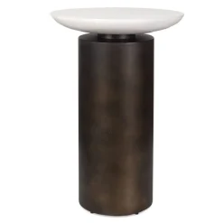 Olso Outdoor Round Accent Table In Brass