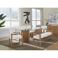 One Side Chair In Bisque, Woven Leather, Set Of 2