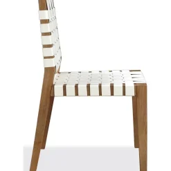 One Side Chair In Bisque, Woven Leather, Set Of 2