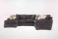 Oracle Tux Loveseat Chaise Sectional In Envy Ebony, Left Facing, Down