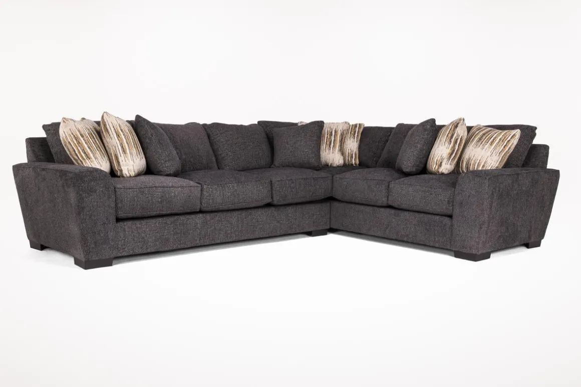 Oracle Tux Sofa Sectional In Envy Ebony, Left Facing, Down