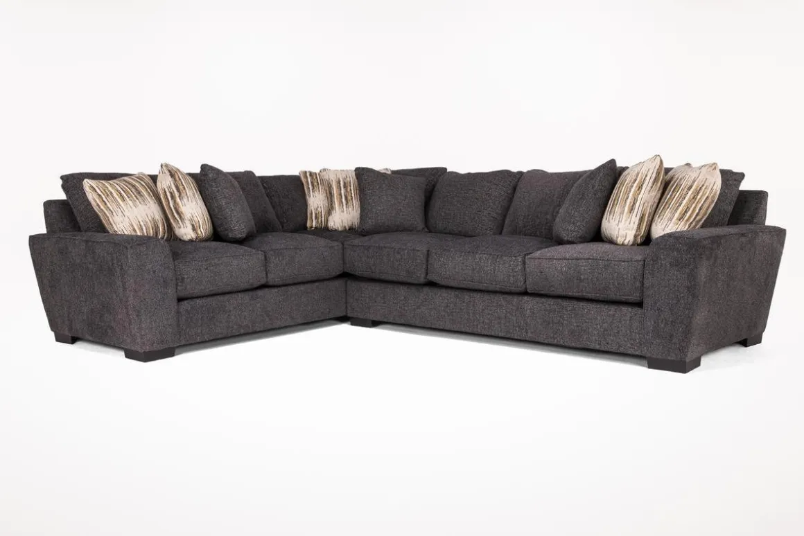 Oracle Tux Sofa Sectional In Envy Ebony, Left Facing, Down