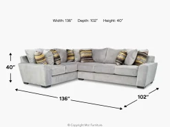 Oracle Tux Sofa Sectional In Envy Ebony, Left Facing, Down