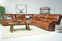 Oslo 3 Piece 3 Power Sectional In Dark Brown Leather
