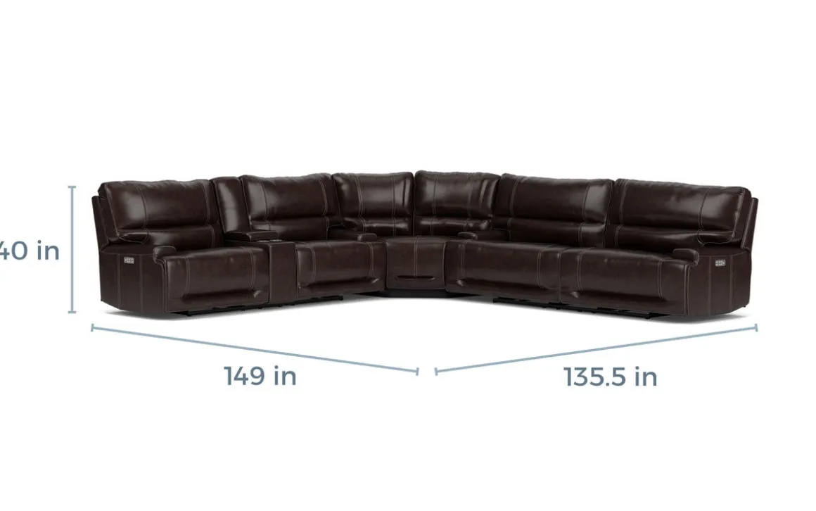 Oslo 3 Piece 3 Power Sectional In Dark Brown Leather