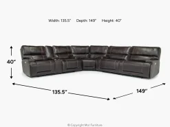 Oslo 3 Piece 3 Power Sectional In Dark Brown Leather