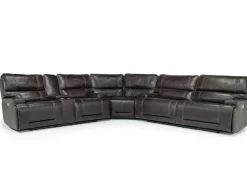Oslo 3 Piece 3 Power Sectional In Dark Brown Leather