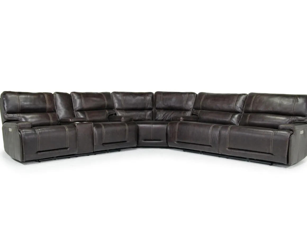 Oslo 3 Piece 3 Power Sectional In Dark Brown Leather