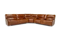 Oslo 3 Piece 3 Power Sectional In Dark Brown Leather