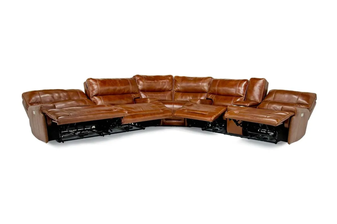 Oslo 3 Piece 3 Power Sectional In Dark Brown Leather