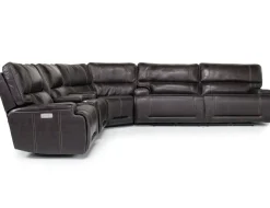 Oslo 3 Piece 3 Power Sectional In Dark Brown Leather