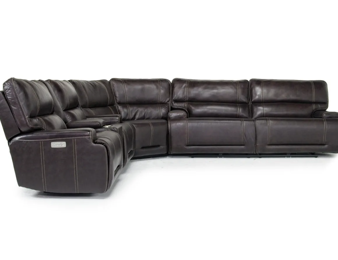 Oslo 3 Piece 3 Power Sectional In Dark Brown Leather