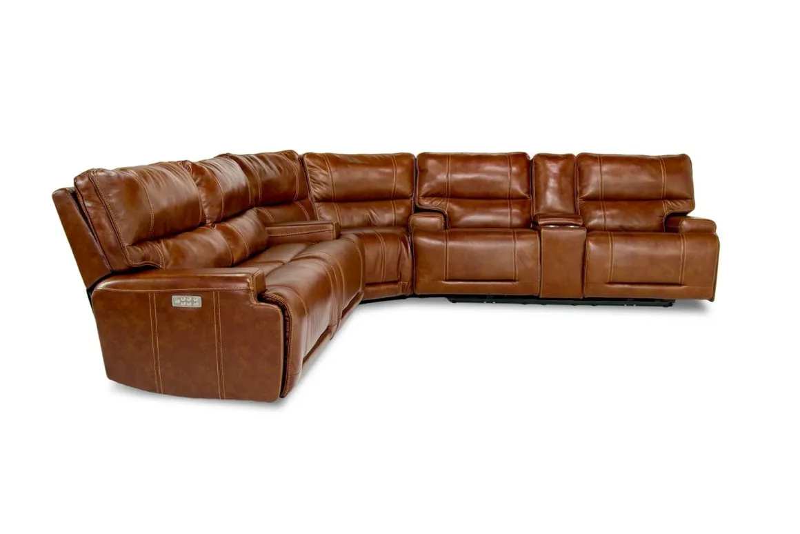 Oslo 3 Piece 3 Power Sectional In Dark Brown Leather