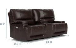 Oslo 3 Power Console Loveseat In Dark Brown Leather