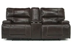 Oslo 3 Power Console Loveseat In Dark Brown Leather