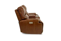 Oslo 3 Power Console Loveseat In Dark Brown Leather