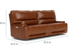Oslo 3 Power Sofa In Brown Leather