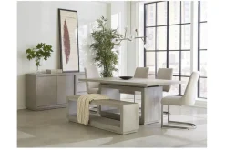 Oxford Dining Table & 4 Chairs & Bench In Basalt Gray