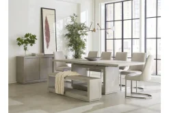 Oxford Dining Table & 6 Chairs & Bench In Mineral