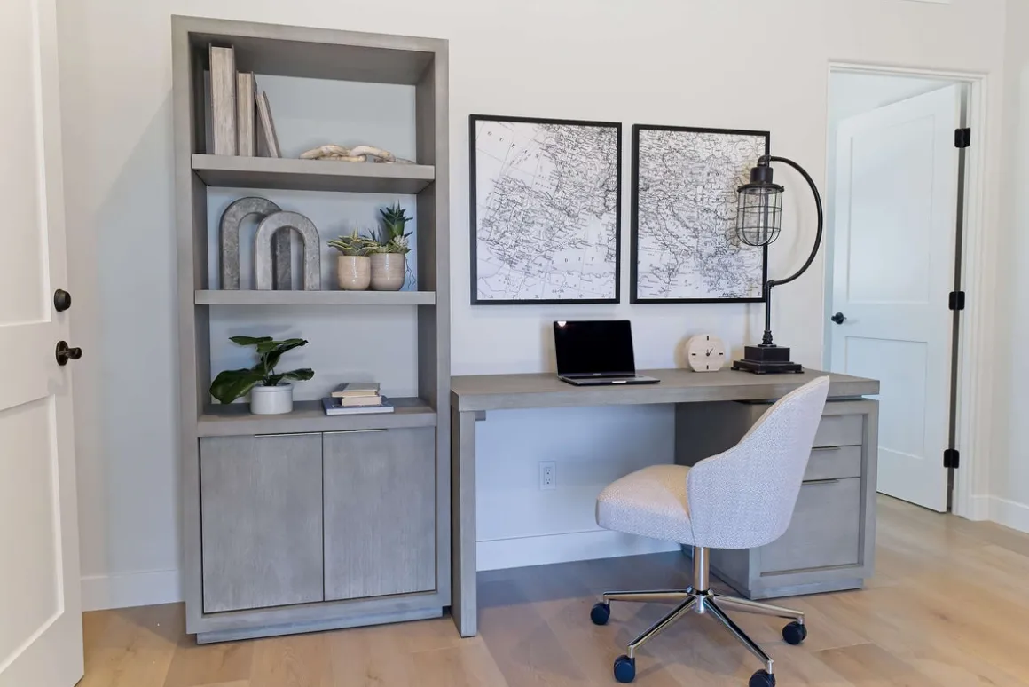 Oxford Office Desk W/ File Cabient In Mineral