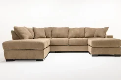 Paige Dual Chaise Sectional In Sherry Bark, Left Facing