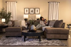 Paige Dual Chaise Sectional In Sherry Bark, Left Facing