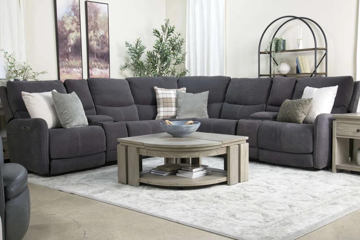 Palencia 7 Piece 3 Power Sectional In Trento Charcoal