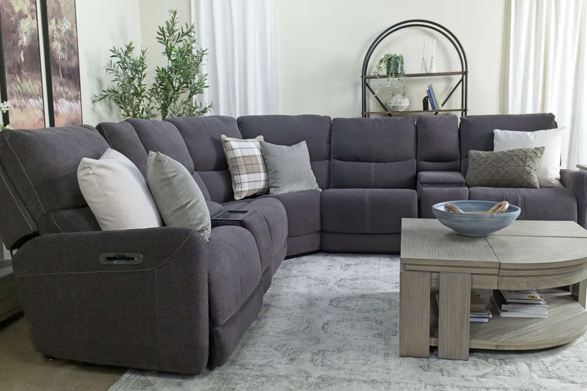 Palencia 7 Piece 3 Power Sectional In Trento Charcoal